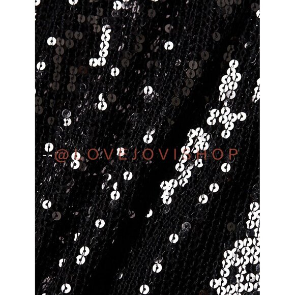 NYE Glam | NWT Alice + Olivia Black Sequin Open Back Mini Dress | Party Cocktail - Picture 9 of 16